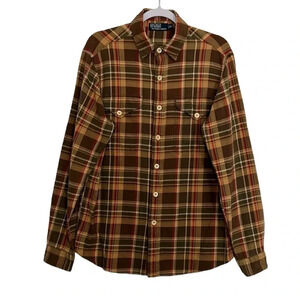 Polo By Ralph Lauren Men M‎ 100% Cotton Button Up Long Sleeve Plaid Shirt